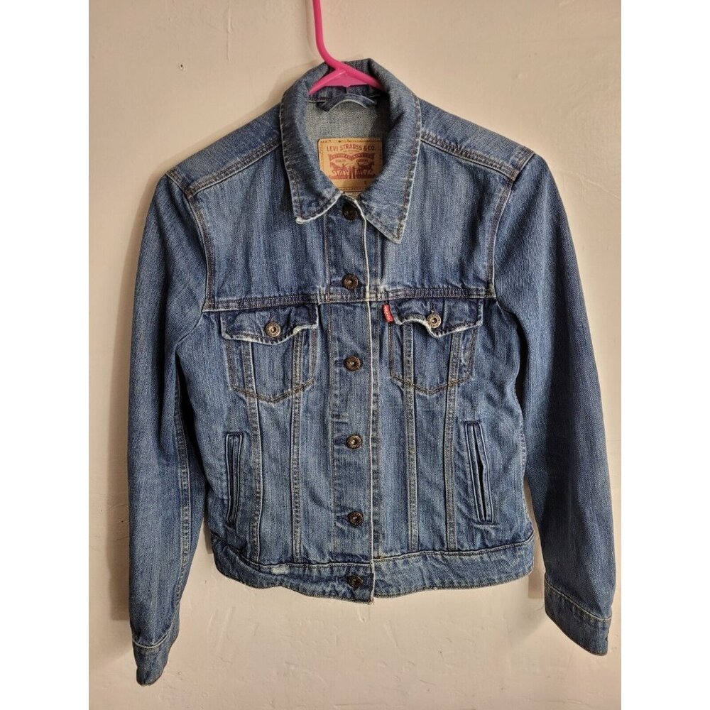 Levi’s Classic Blue Denim Jacket Sz. S Button Up Trucker Natural Wear - Picture 1 of 5